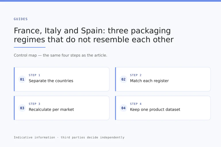 Comparison checklist for registers, calculation units and representation duties across France, Italy and Spain.